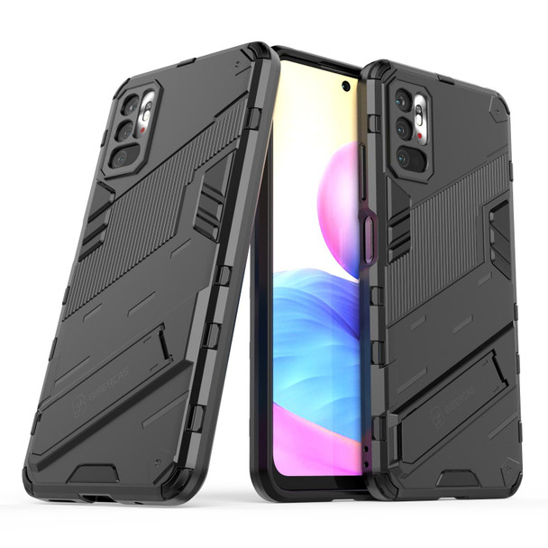Xiaomi Redmi Note 10 5G Punk Armor 2 in 1 PC + TPU Shockproof Case with Invisible Holder(Black)