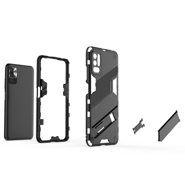 Xiaomi Redmi Note 10 5G Punk Armor 2 in 1 PC + TPU Shockproof Case with Invisible Holder(Black)