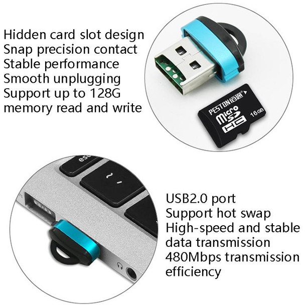 10 PCS 480Mbps Mini Micro SD Card Mobile Phone High-Speed TF Memory Card Reader Computer Car Speaker Card Reader(Blue)