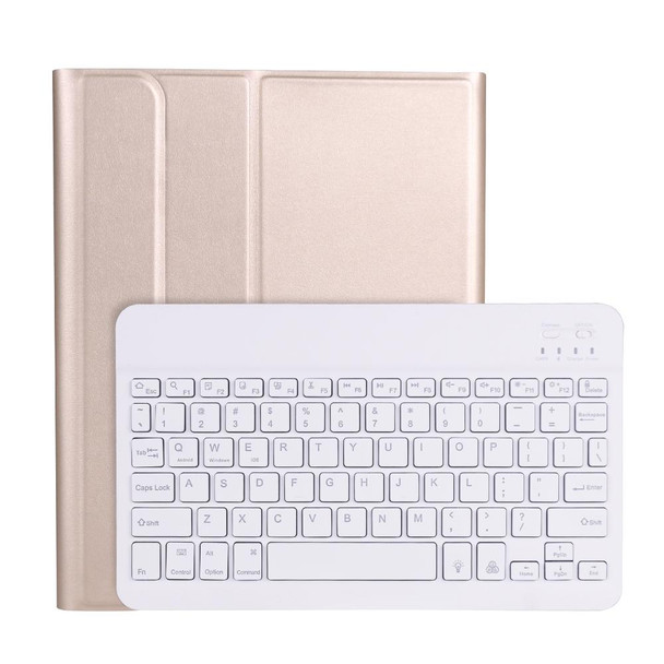 A11BS Lambskin Texture Ultra-thin Bluetooth Keyboard Leatherette Case with Pen Holder & Backlight - iPad Air 5 2022 / Air 4 2020 10.9 & Pro 11 inch 2021 / 2020 / 2018(Gold)