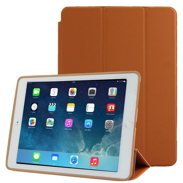 3-fold Naturally Treated Smart Leatherette Case with Sleep / Wake-up Function & Holder for iPad Air 2(Brown)