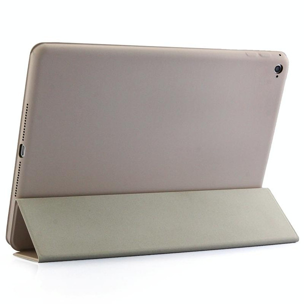 3-fold Naturally Treated Smart Leatherette Case with Sleep / Wake-up Function & Holder for iPad Air 2(Grey)