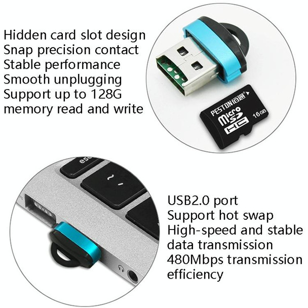 10 PCS 480Mbps Mini Micro SD Card Mobile Phone High-Speed TF Memory Card Reader Computer Car Speaker Card Reader(Green)