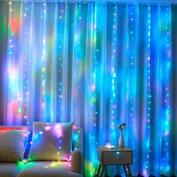 3m x 2m  200 LEDs RGB 16 Color-Changing Copper Wire Curtain String Lights