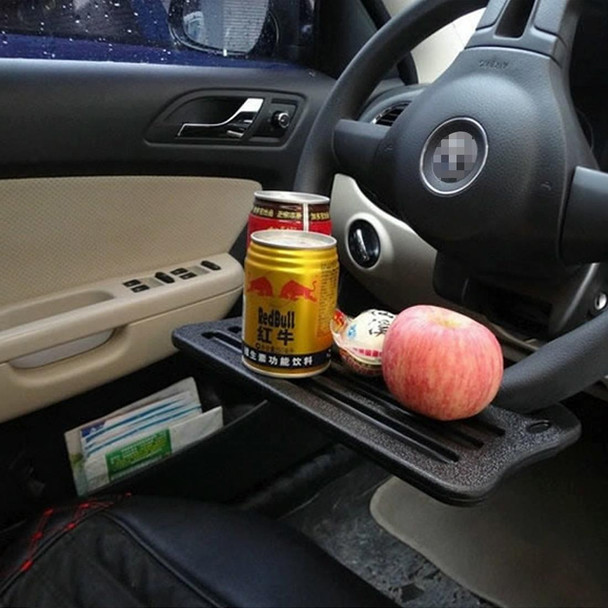 Vehicle Portable Desk Steering Wheel Multi-use Tray Stand Car Food Eating Table iPad Holder(Black)