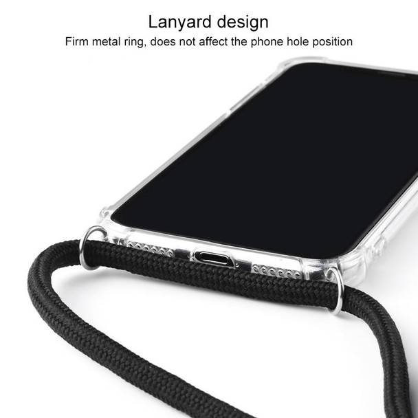 Four-Corner Anti-Fall Transparent TPU Mobile Phone Case With Lanyard for iPhone XR(Green Beige Black)