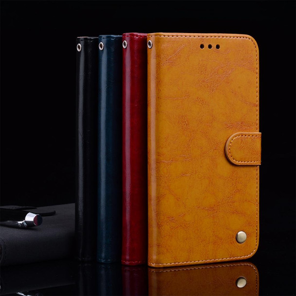 Xiaomi Redmi Note 9 Business Style Oil Wax Texture Horizontal Flip Leather Case with Holder & Card Slots & Wallet(Brown Red)