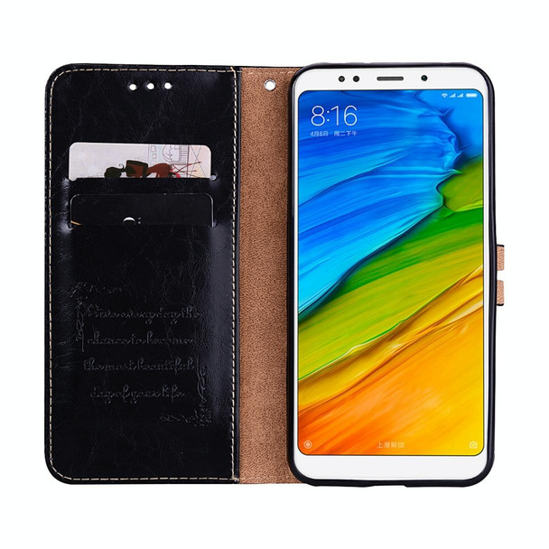 Xiaomi Redmi 5 Plus Oil Wax Texture Horizontal Flip Leather Case with Holder & Card Slots & Wallet(Black)