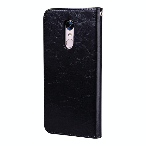 Xiaomi Redmi 5 Plus Oil Wax Texture Horizontal Flip Leather Case with Holder & Card Slots & Wallet(Black)