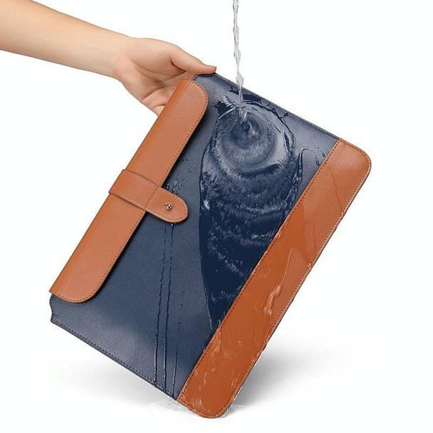 Horizontal Microfiber Color Matching Notebook Liner Bag, Style: Liner Bag+Power Bag(Blue + Brown), Applicable Model: 14-15.4 Inch