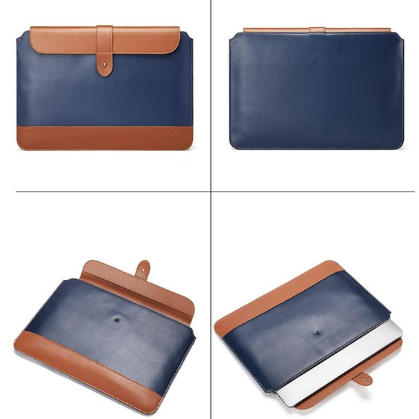 Horizontal Microfiber Color Matching Notebook Liner Bag, Style: Liner Bag  (Blue + Brown), Applicable Model: 14-15.4 Inch