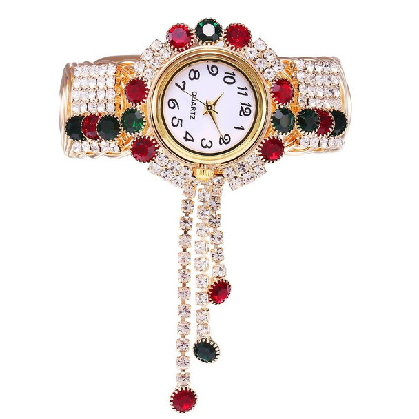 Ladies Bracelet Watch Quartz Watch Personality Wild Watch with Diamonds Pendant(Indian)