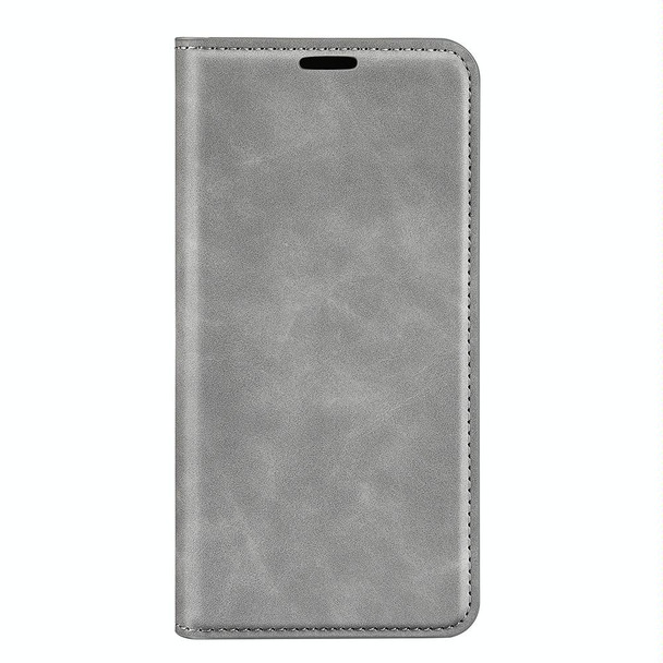 Fo  Xiaomi Redmi K50 Retro-skin Magnetic Suction Leatherette Phone Case(Grey)