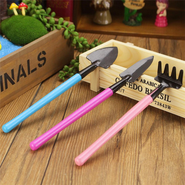 Rake Shovel Digging Trowel 3 Sets Colorful Wooden Handle Metal Head Mini Garden Plant Tool Gardening Tool Garden Flower Tools Garden Tools Combination Set,Random Color Delivery