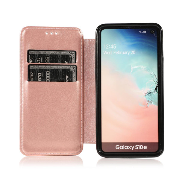 Samsung Galaxy S10e Knight Magnetic Suction Leather Phone Case(Rose Gold)