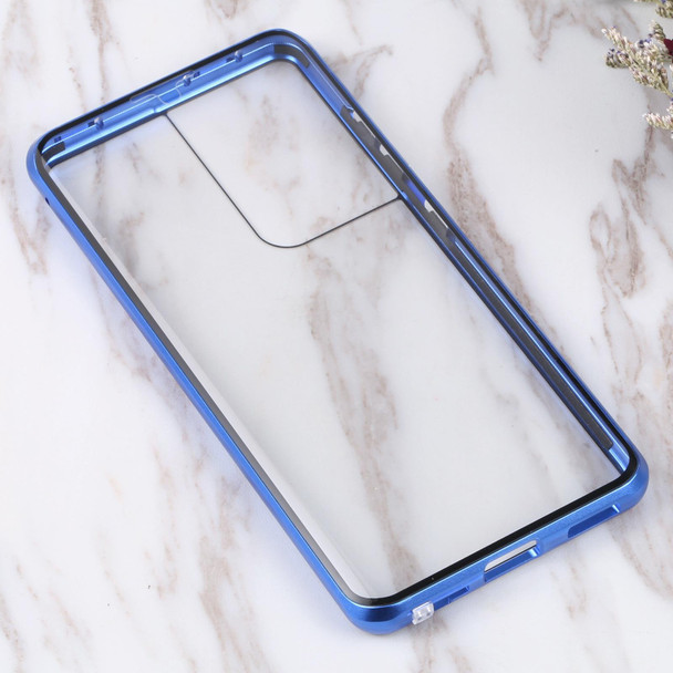 Samsung Galaxy S21 Ultra 5G HD Magnetic Metal Tempered Glass Phone Case(Blue)