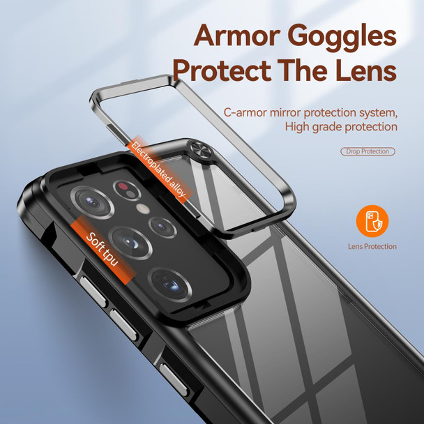 Samsung Galaxy S21 Ultra 5G TPU + PC Lens Protection Phone Case(Black)