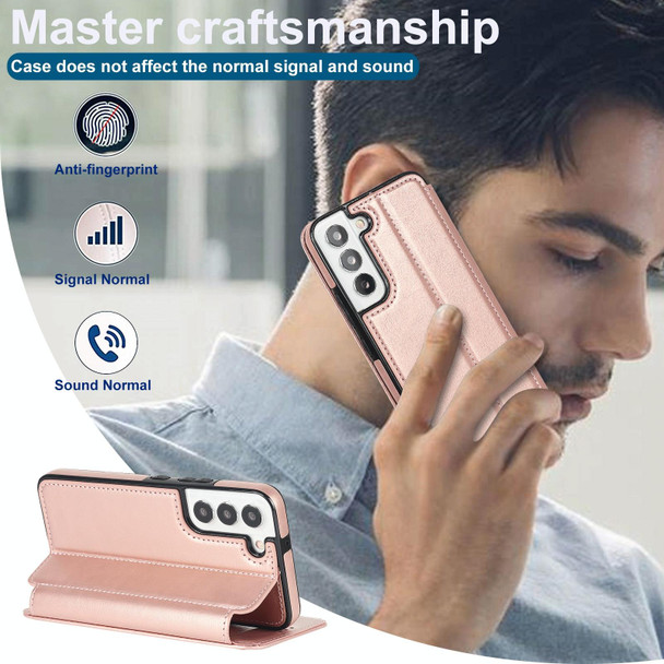 Samsung Galaxy S22+ 5G Knight Magnetic Suction Leather Phone Case(Rose Gold)