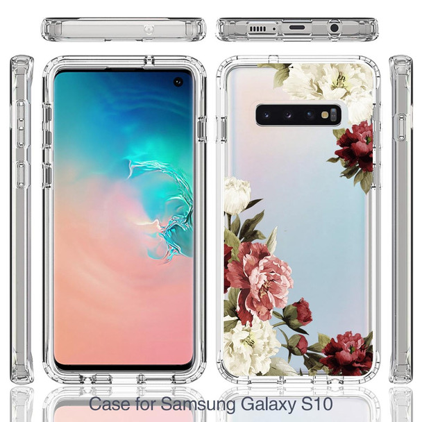 Samsung Galaxy S10+ PC+TPU Transparent Painted Phone Case(Rose)