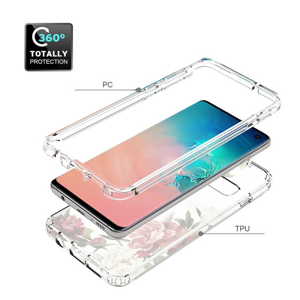 Samsung Galaxy S10 PC+TPU Transparent Painted Phone Case(Rose)