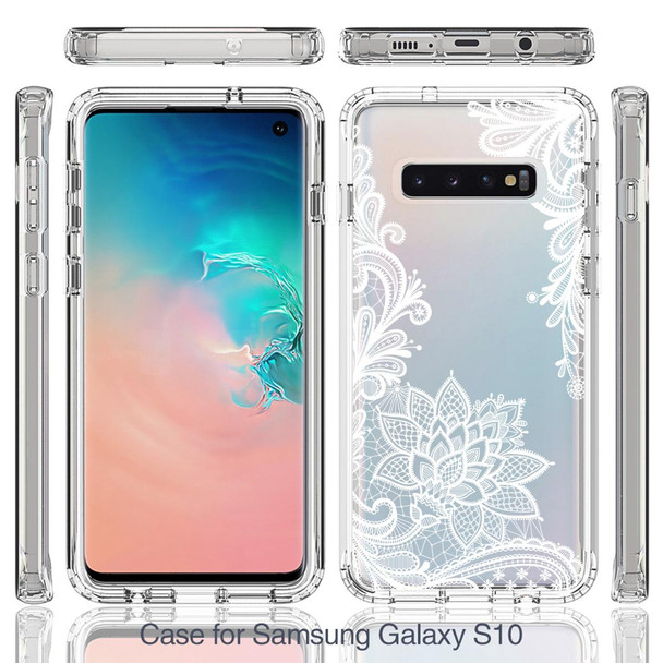 Samsung Galaxy S10 PC+TPU Transparent Painted Phone Case(Rose)