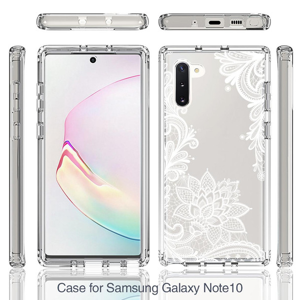 Samsung Galaxy Note10 PC+TPU Transparent Painted Phone Case(White Flower)