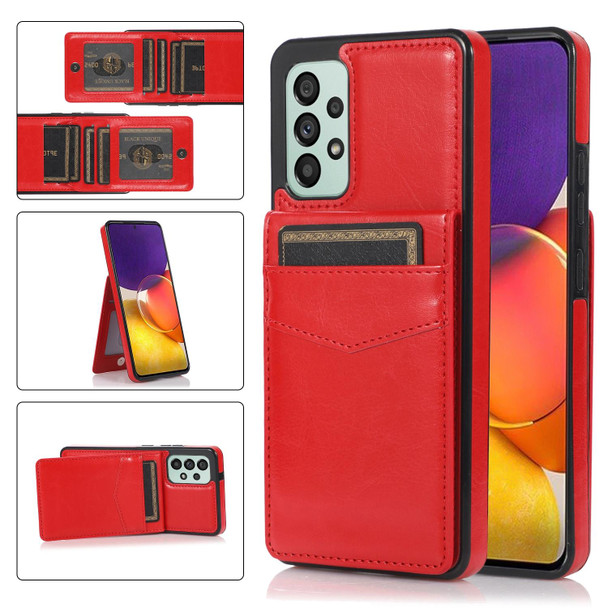 Samsung Galaxy A73 5G Solid Color PC + TPU Protective Case with Holder & Card Slots(Red)