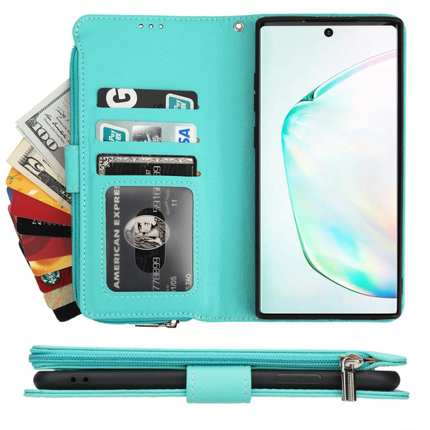 Samsung Galaxy Note10+ Microfiber Zipper Horizontal Flip Leather Case(Green)
