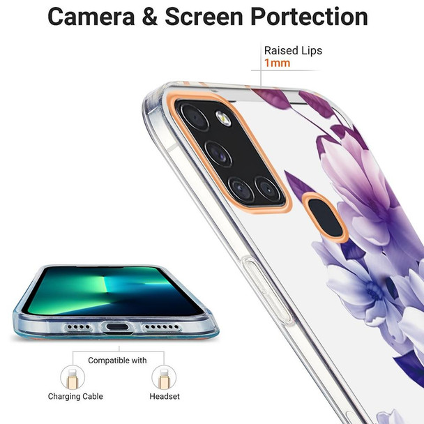 Samsung Galaxy A21s / A217F Ring IMD Flowers TPU Phone Case(Purple Begonia)