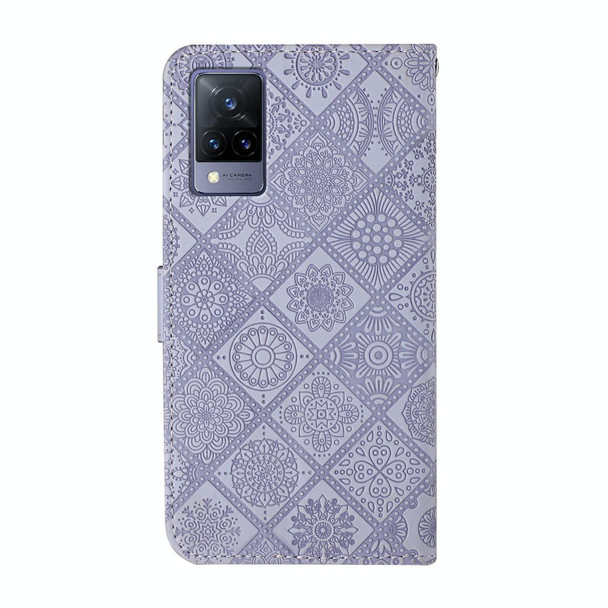 vivo V21 Ethnic Style Embossed Pattern Leather Phone Case(Purple)