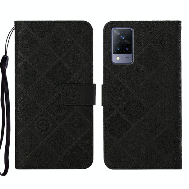 vivo V21 Ethnic Style Embossed Pattern Leather Phone Case(Black)