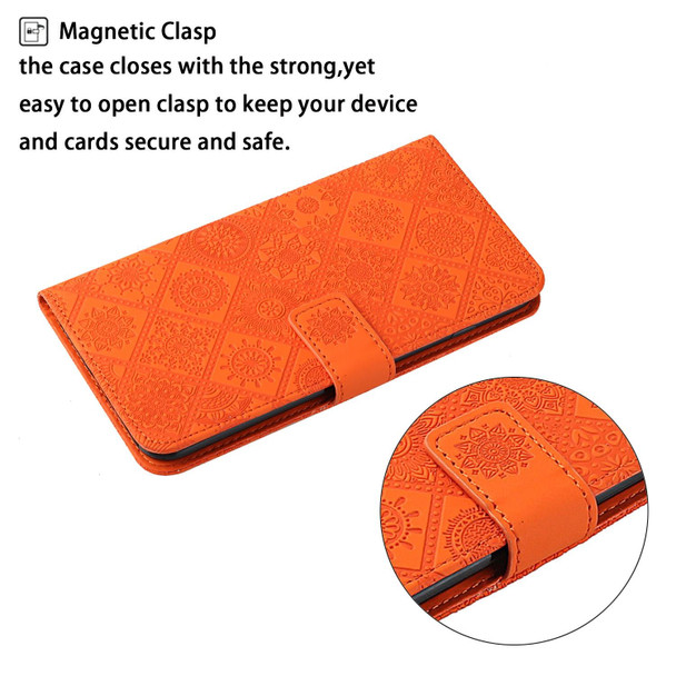 vivo V21 Ethnic Style Embossed Pattern Leather Phone Case(Orange)