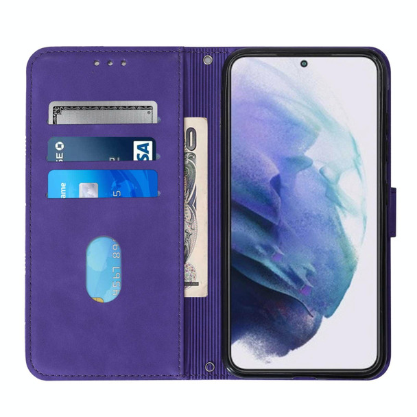 Samsung Galaxy S22+ 5G Crossbody 3D Embossed Flip Leather Phone Case(Purple)