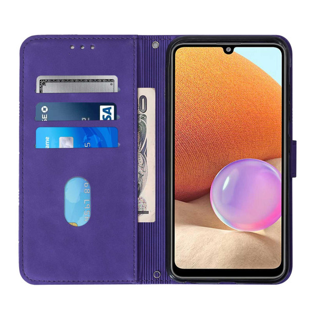 Samsung Galaxy A32 5G / M32 5G Crossbody 3D Embossed Flip Leather Phone Case(Purple)