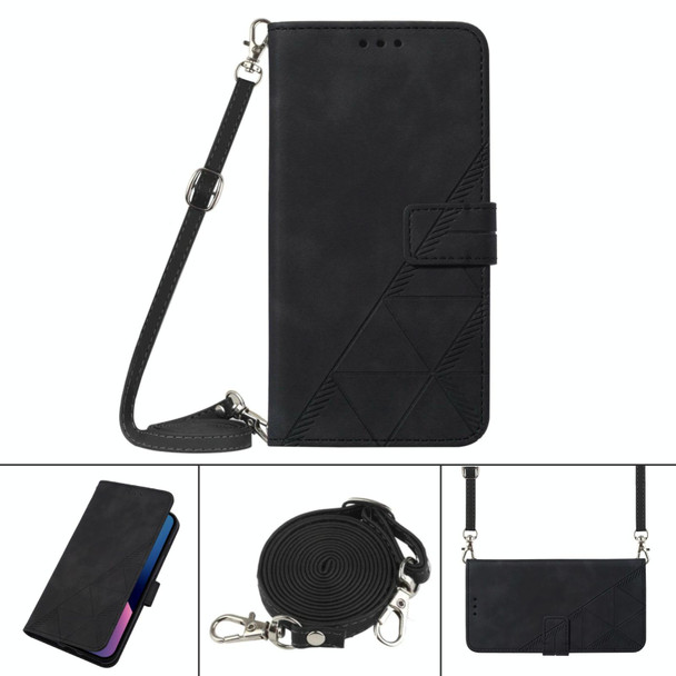 Samsung Galaxy A32 5G / M32 5G Crossbody 3D Embossed Flip Leather Phone Case(Black)