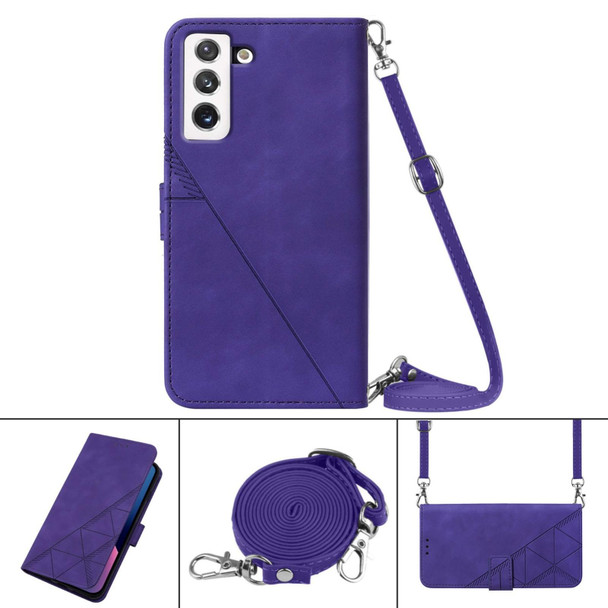 Samsung Galaxy S22 5G Crossbody 3D Embossed Flip Leather Phone Case(Purple)