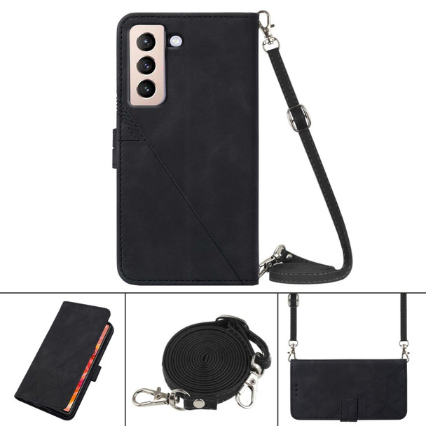 Samsung Galaxy S21+ 5G Crossbody 3D Embossed Flip Leather Phone Case(Black)