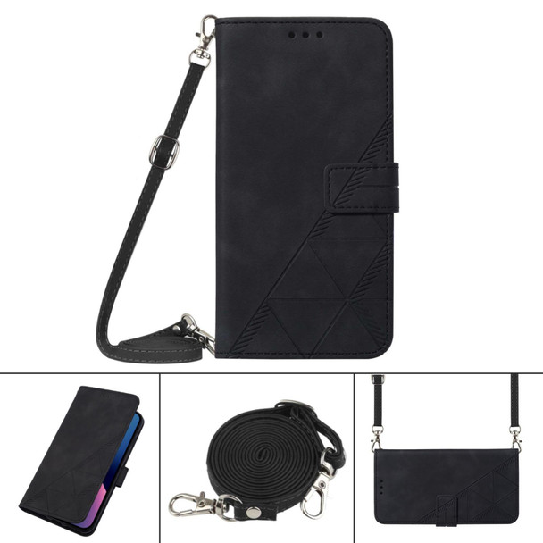 Samsung Galaxy S21+ 5G Crossbody 3D Embossed Flip Leather Phone Case(Black)