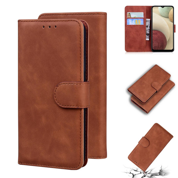 Samsung Galaxy M32 4G / F22 4G Skin Feel Pure Color Flip Leather Phone Case(Brown)