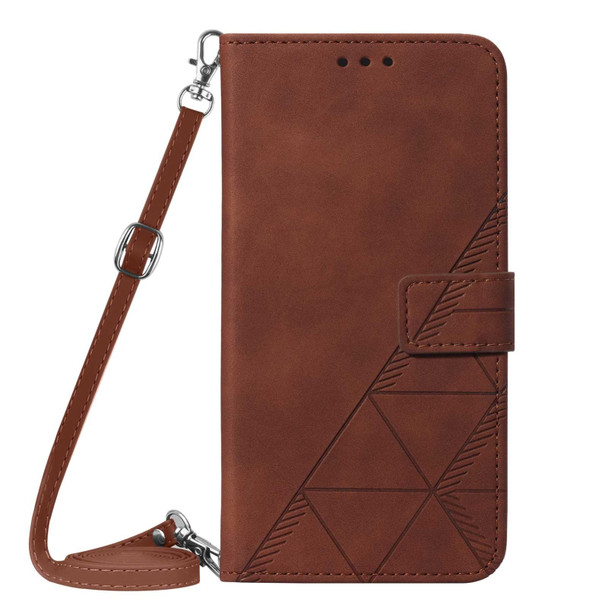 Samsung Galaxy A72 4G / 5G Crossbody 3D Embossed Flip Leather Phone Case(Brown)