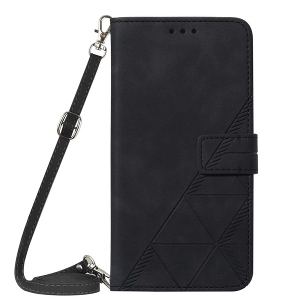 Samsung Galaxy S21 FE 5G Crossbody 3D Embossed Flip Leather Phone Case(Black)