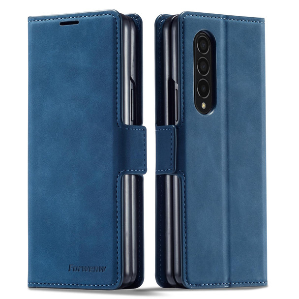 Samsung Galaxy Z Fold3 5G Forwenw Dream Series Oil Edge Strong Magnetism Leather Phone Case(Blue)