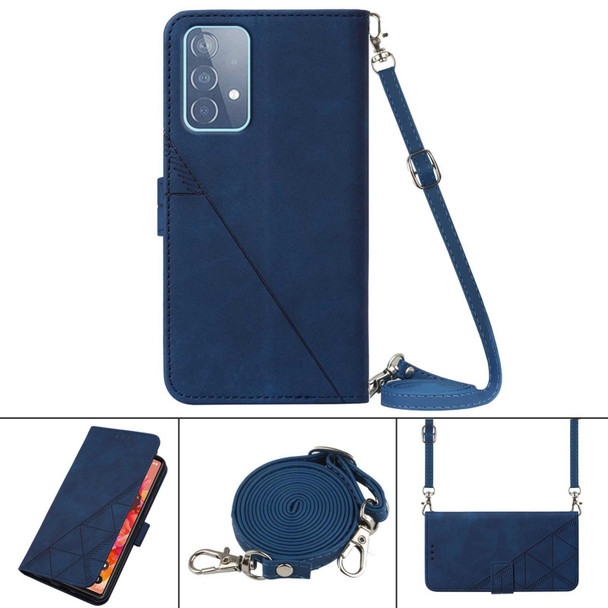 Samsung Galaxy A52 4G / 5G Crossbody 3D Embossed Flip Leather Phone Case(Blue)