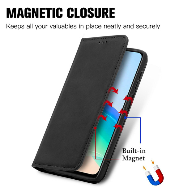 vivo Y76 5G Retro Skin Feel Magnetic Horizontal Flip Leather Phone Case(Black)