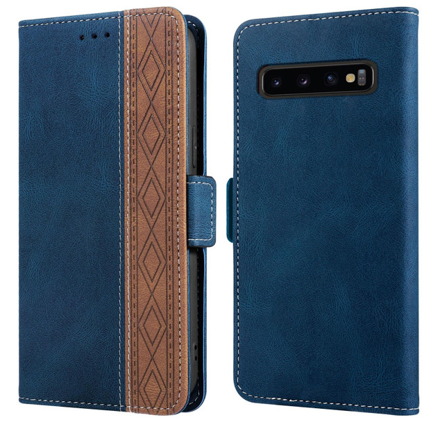 Samsung Galaxy S10 Stitching Side-Magnetic RFID Leather Phone Case(Royal Blue)