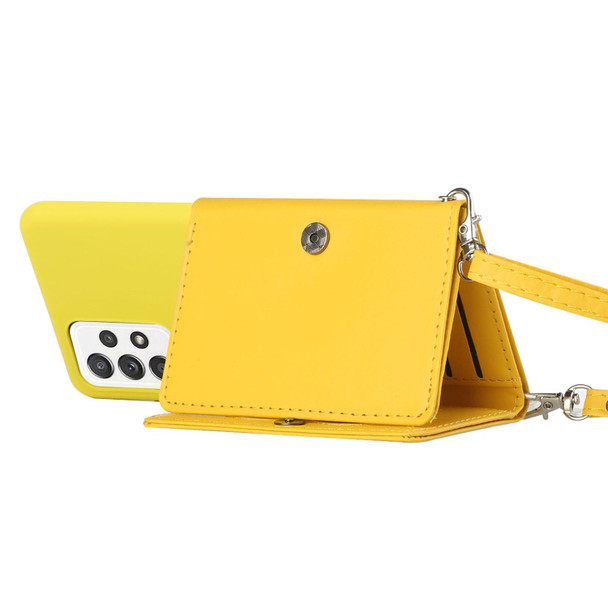 Samsung Galaxy A73 5G Crossbody Lanyard Wallet Card Bag Phone Case(Yellow)