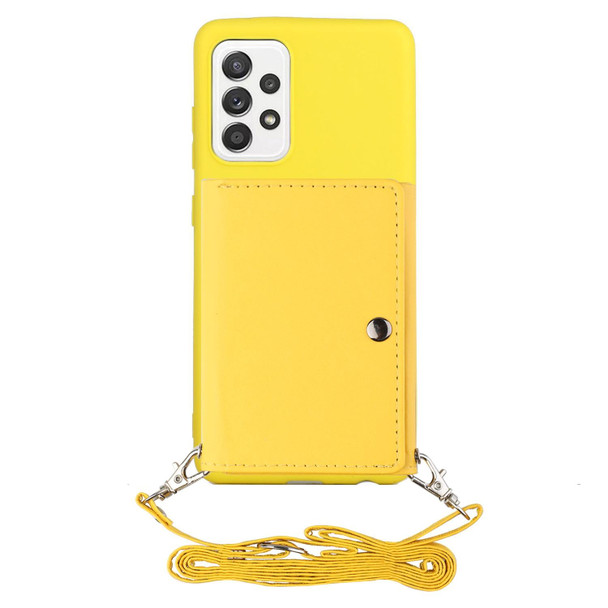 Samsung Galaxy A73 5G Crossbody Lanyard Wallet Card Bag Phone Case(Yellow)