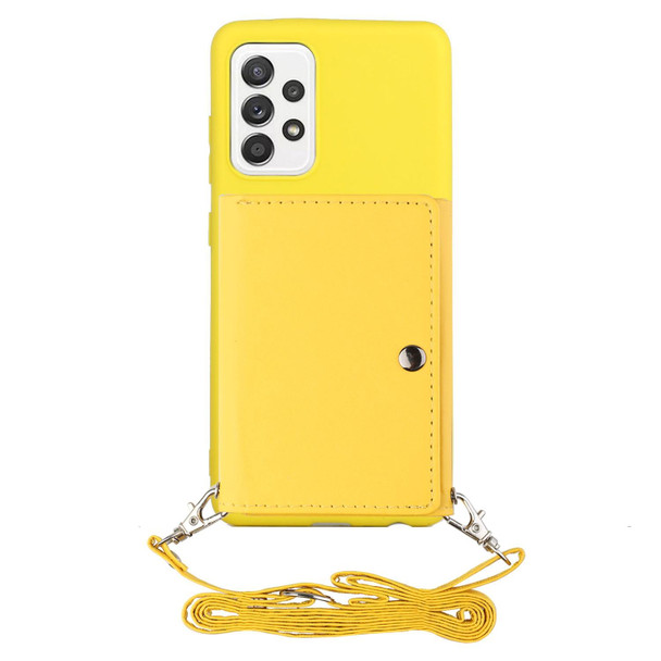 Samsung Galaxy A53 5G Crossbody Lanyard Wallet Card Bag Phone Case(Yellow)