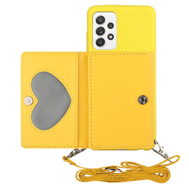 Samsung Galaxy A53 5G Crossbody Lanyard Wallet Card Bag Phone Case(Yellow)