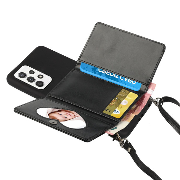 Samsung Galaxy A53 5G Crossbody Lanyard Wallet Card Bag Phone Case(Black)